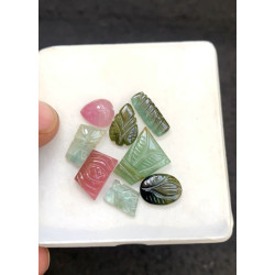 High Quality Natural Tourmaline Hand Craved Mix Shape Cabochons Gemstone For Jewelry