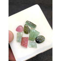 High Quality Natural Tourmaline Hand Craved Mix Shape Cabochons Gemstone For Jewelry