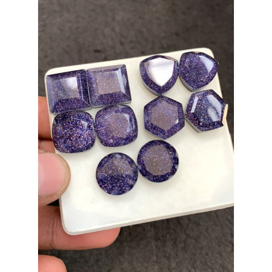 High Quality Natural Blue Send Stone and Crystal Doublet Step Cut Pair Mix Shape Cabochons Gemstone For Jewelry