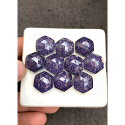 High Quality Natural Blue Send Stone and Crystal Doublet Rose Cut Hexagon Shape Cabochons Gemstone For Jewelry