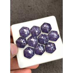 High Quality Natural Blue Send Stone and Crystal Doublet Rose Cut Hexagon Shape Cabochons Gemstone For Jewelry