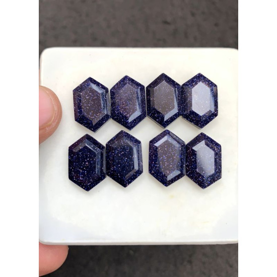 High Quality Natural Blue Send Stone Step Cut Hexagon Shape Cabochons Gemstone For Jewelry