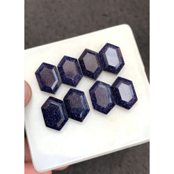 High Quality Natural Blue Send Stone Step Cut Hexagon Shape Cabochons Gemstone For Jewelry