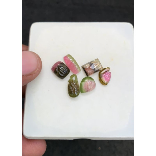 High Quality Natural Watermelon Tourmaline Hand Craved Mix Shape Cabochons Gemstone For Jewelry