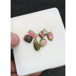 High Quality Natural Watermelon Tourmaline Hand Craved Mix Shape Cabochons Gemstone For Jewelry