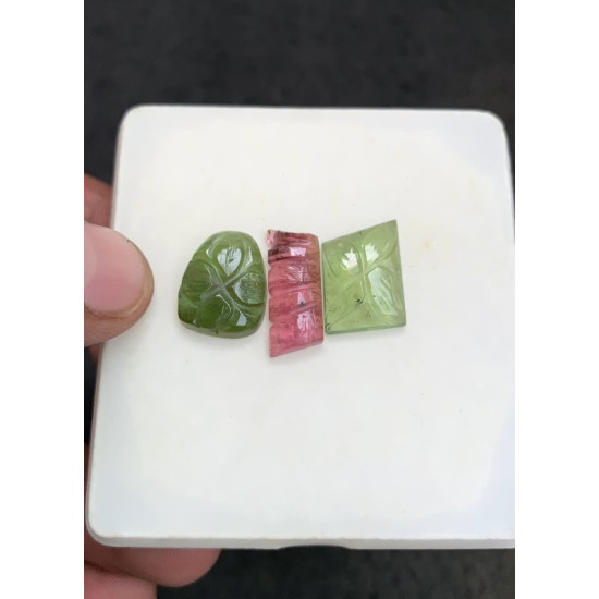 High Quality Natural Watermelon Tourmaline Hand Craved Mix Shape Cabochons Gemstone For Jewelry