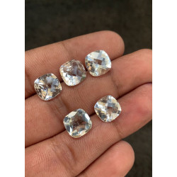 High Quality Natural White Topaz Faceted Cut Cushion Shape Gemstone For Jewelry