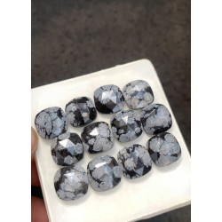 High Quality Natural Snow Flake Obsidian Rose Cut Cushion Shape Cabochons Gemstone For Jewelry