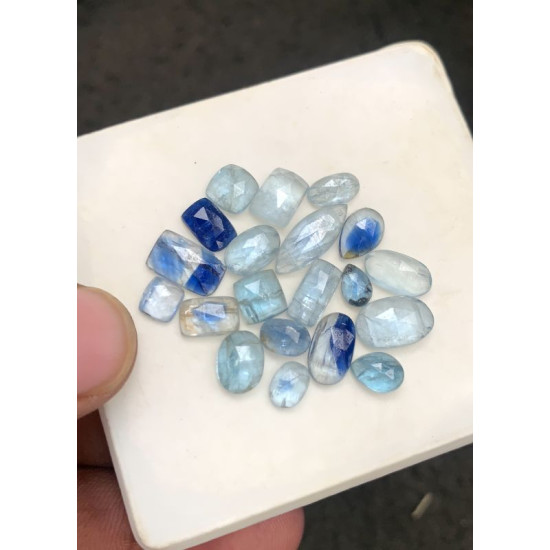 High Quality Natural Bio Color Aqua Kyanite Rose Cut Mix Shape Cabochons Gemstone For Jewelry