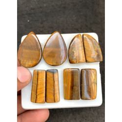 High Quality Natural Tiger Eye Smooth Pair Mix Shape Cabochons Gemstone For Jewelry