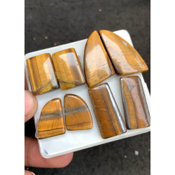 High Quality Natural Tiger Eye Smooth Pair Mix Shape Cabochons Gemstone For Jewelry