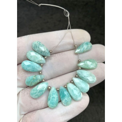 High Quality Natural Amazonite Faceted Cut Briolette Pear Shape Gemstone For Jewelry