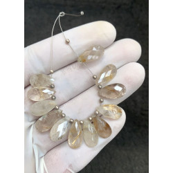 High Quality Natural Golden Rutilated Quartz Faceted Cut Briolette Pear Shape Gemstone For Jewelry