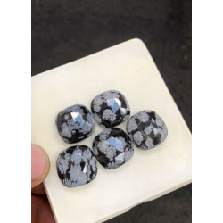 High Quality Natural Snow Flake Obsidian Rose Cut Cushion Shape Cabochons Gemstone For Jewelry