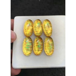 High Quality Rainbow Lattice Aurora Opal and Crystal Doublet Smooth Oval Shape Cabochons Gemstone For Jewelry
