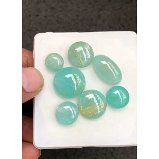 High Quality Natural Amazonite and Golden Rutile Doublet Smooth Mix Shape Cabochons Gemstone For Jewelry