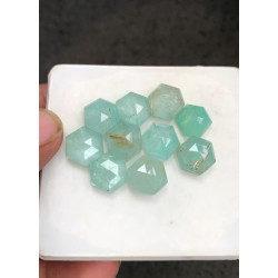 High Quality Natural Amazonite and Golden Rutile Crystal Doublet Rose Cut Hexagon Shape Cabochons Gemstone For Jewelry