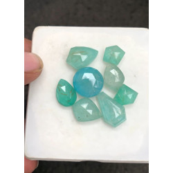 High Quality Natural Amazonite and Golden Rutile Crystal Doublet Rose Cut Mix Shape Cabochons Gemstone For Jewelry