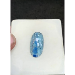 High Quality Natural Aqua Kyanite Rose Cut Oval Shape Cabochons Gemstone For Jewelry