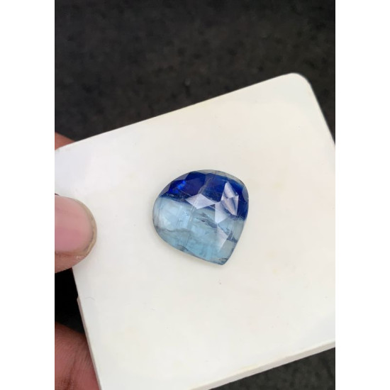 High Quality Natural Aqua Kyanite Rose Cut Heart Shape Cabochons Gemstone For Jewelry