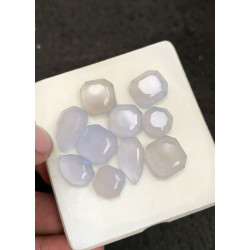 High Quality Natural Blue Chalcedony Step Cut Mix Shape Cabochons Gemstone For Jewelry