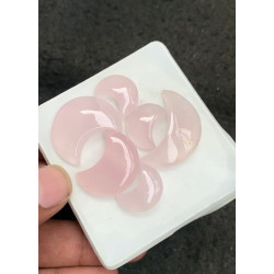 High Quality Natural Rose Quartz Smooth Moon Shape Cabochons Gemstone For Jewelry