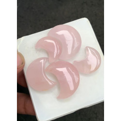 High Quality Natural Rose Quartz Smooth Moon Shape Cabochons Gemstone For Jewelry