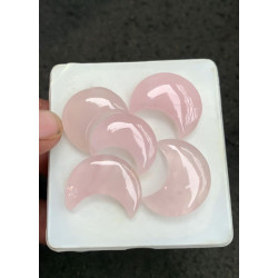 High Quality Natural Rose Quartz Smooth Moon Shape Cabochons Gemstone For Jewelry