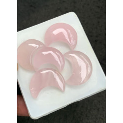 High Quality Natural Rose Quartz Smooth Moon Shape Cabochons Gemstone For Jewelry