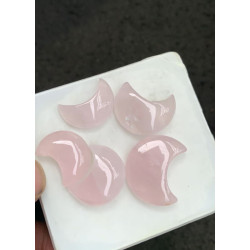 High Quality Natural Rose Quartz Smooth Moon Shape Cabochons Gemstone For Jewelry