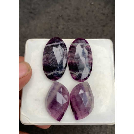 High Quality Natural Amethyst Rose Cut Pair Fancy Shape Cabochons Gemstone For Jewelry