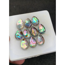 High Quality Natural Abalone Shell Pearl and Crystal Doublet Smooth Pear Shape Cabochons Gemstone For Jewelry