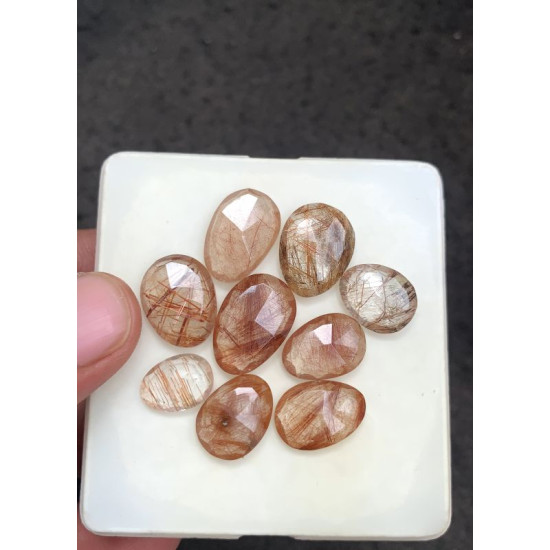 High Quality Natural Copper Rutilated Quartz Rose Cut Fancy Shape Cabochons Gemstone For Jewelry