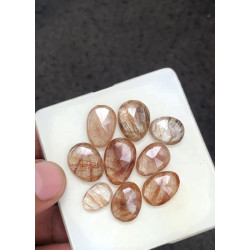 High Quality Natural Copper Rutilated Quartz Rose Cut Fancy Shape Cabochons Gemstone For Jewelry
