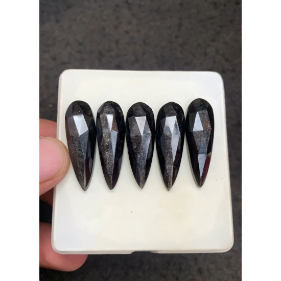 High Quality Natural Silver Obsidian Rose Cut Pear Shape Cabochon Gemstone For Jewelry