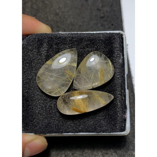 High Quality Natural Golden Rutilated Quartz Smooth Mix Shape Cabochons Gemstone For Jewelry