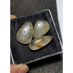 High Quality Natural Golden Rutilated Quartz Smooth Mix Shape Cabochons Gemstone For Jewelry