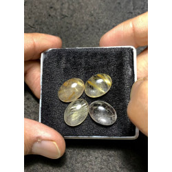 High Quality Natural Golden Rutilated Quartz Smooth Oval Shape Cabochons Gemstone For Jewelry