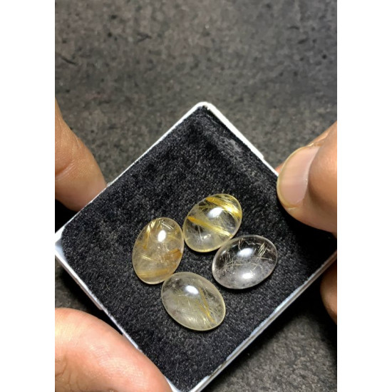 High Quality Natural Golden Rutilated Quartz Smooth Oval Shape Cabochons Gemstone For Jewelry