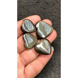 High Quality Natural Golden Obsidian Smooth Heart Shape Cabochons Gemstone For Jewelry
